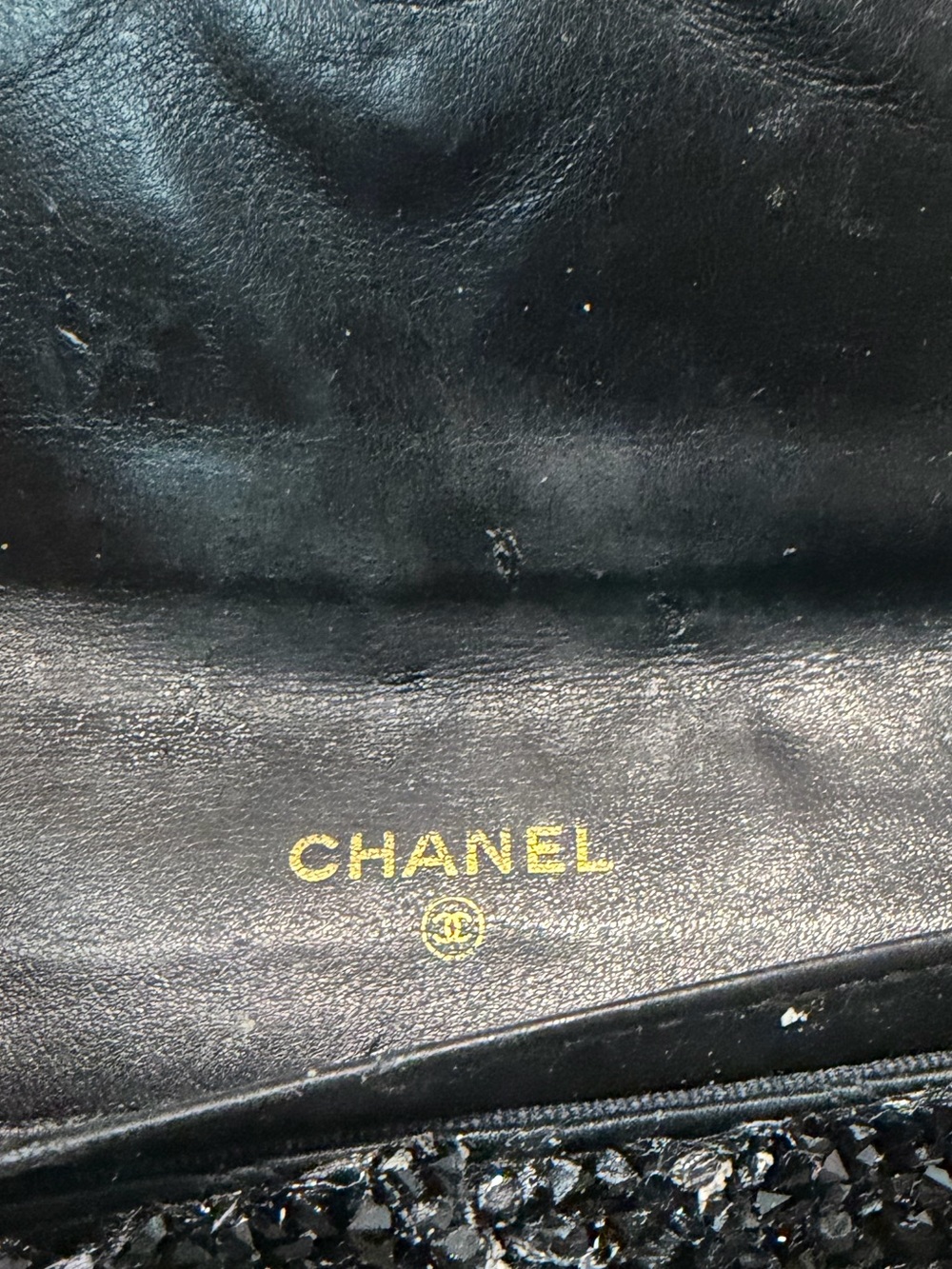 CHANEL Black Beaded Evening Clutch with Gold CC - Picture 2 of 3